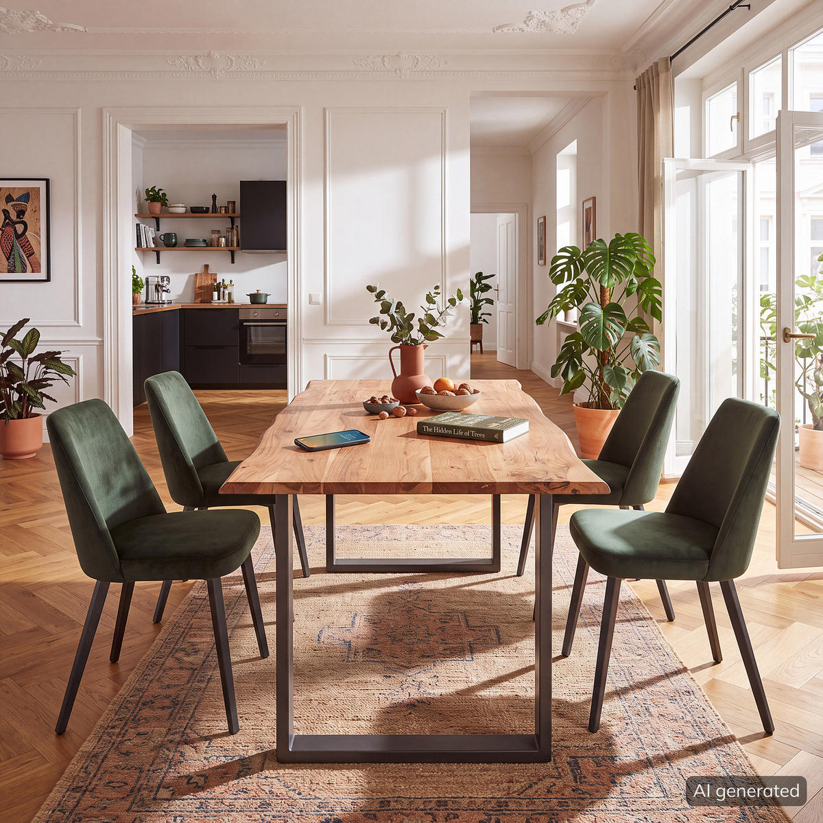ESSTISCH mit Massivholzplatte - Metall / Massivholz - Akazie Braun / Schwarz - Schwarz/Braun, Holz/Metall (90/160/76cm) - home24