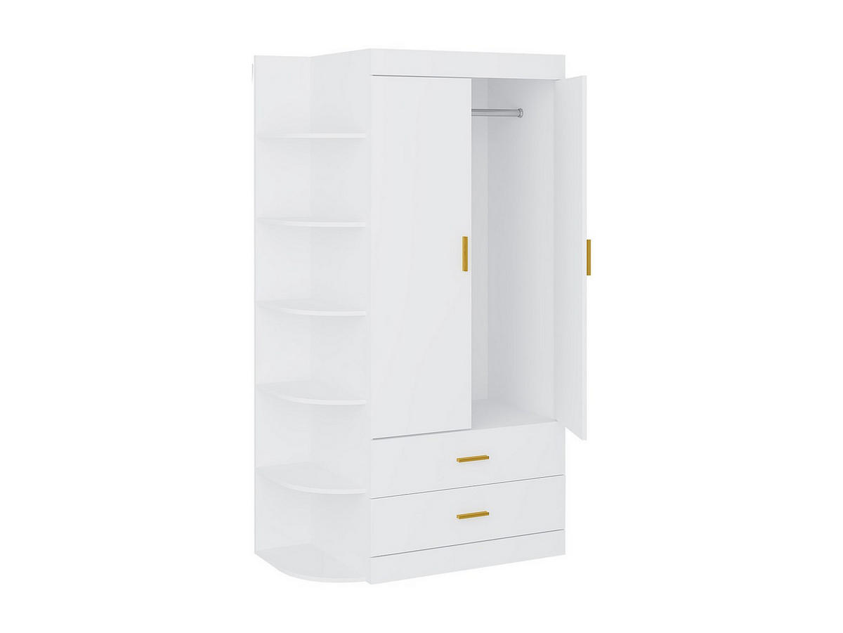 KLEIDERSCHRANK - 100 cm x 49.5 cm - Holz, Platte - Weiß, Goldfarben GRIMORI - Goldfarben/Weiß, Holz (100/180.2/49.5cm) - Vente-Unique
