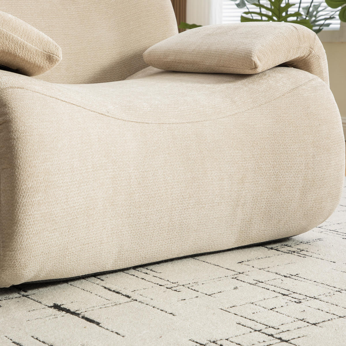SESSEL DE-35120 mit Chenille-Bezug Hellkhaki - Sandfarben, Textil (92.5/73.5/120cm) - ComfortXL