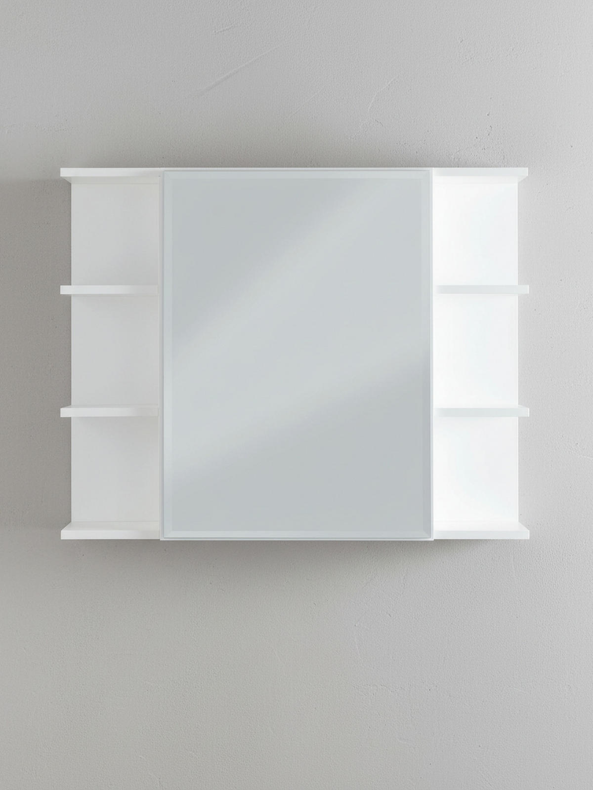 HÄNGESCHRANK Weiß aus Spanplatte mit Spiegel und seitlichen Ablagen 80x64,5x20 cm - Weiß, Holz (80/65/20cm) - KADIMA DESIGN