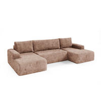 PANORAMASOFA Romeo 5 Sitzplätze Hellbraun - Braun, Holz (345/92/163cm) - Petits-meubles