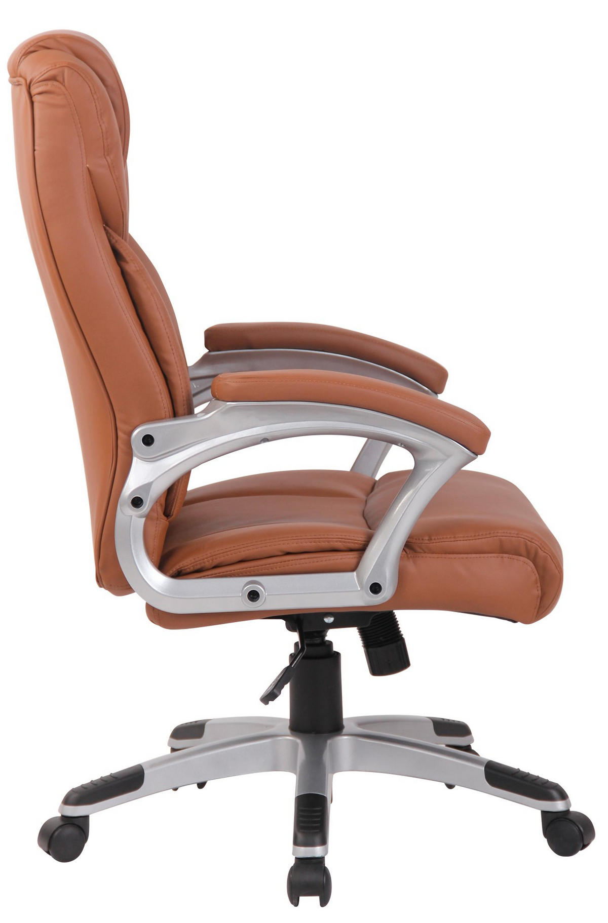 CHEFSESSEL Lederlook Hellbraun - Hellbraun/Grau, Kunststoff/Textil (65/109/73cm) - CLP