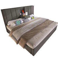 POLSTERBETT 160/200 cm mit Bettkasten, Lattenrost und Ladestation in Grau - Grau, Textil (160/200cm) - BEAOK