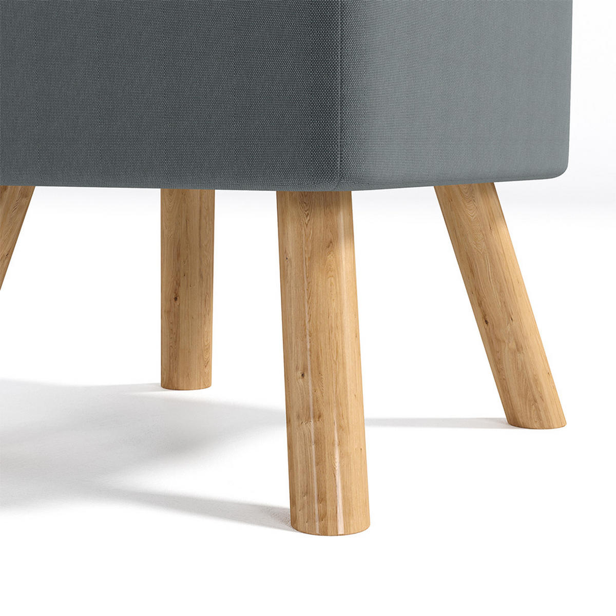 POLSTERHOCKER 39.5/39.5/40 cm Quadratisch Eichenholzbeine Leinen Hellgrau - Hellgrau/Naturfarben, Eichenholz/Holz (39.5/40/39.5cm) - Livingandhome