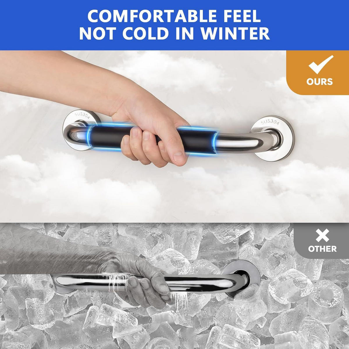 HALTEGRIFF – Silber – Edelstahl 304 – 30 cm - Silberfarben, Metall (31/3.5/9cm)