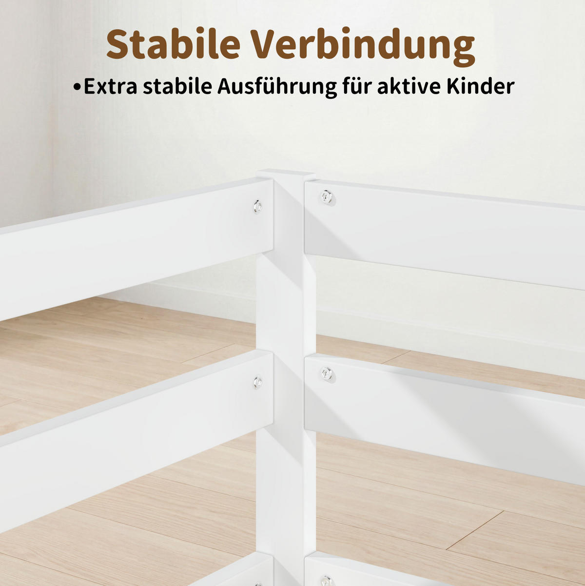 KINDERBETT Montessori 140/200 cm weiß mit Lattenrost - Weiß, Holz (140/200cm) - MIVRAY