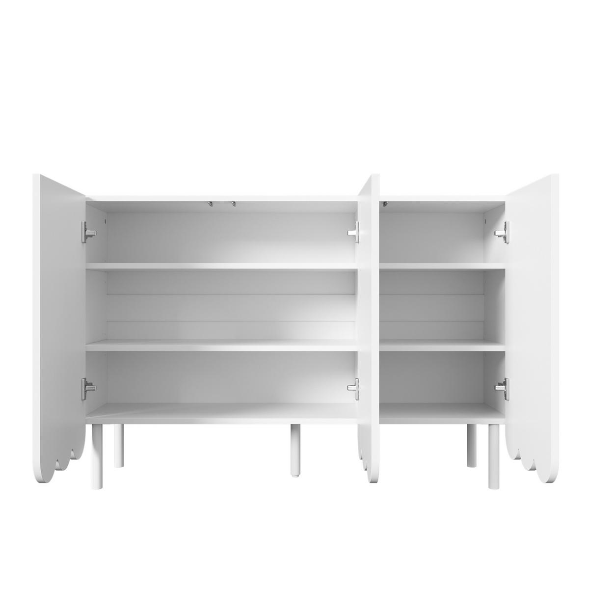 SIDEBOARD 120/35/80 cm Weiß aus MDF mit Wellentüren grifflos - Weiß, Holzwerkstoff (120/80/35cm) - OKWISH