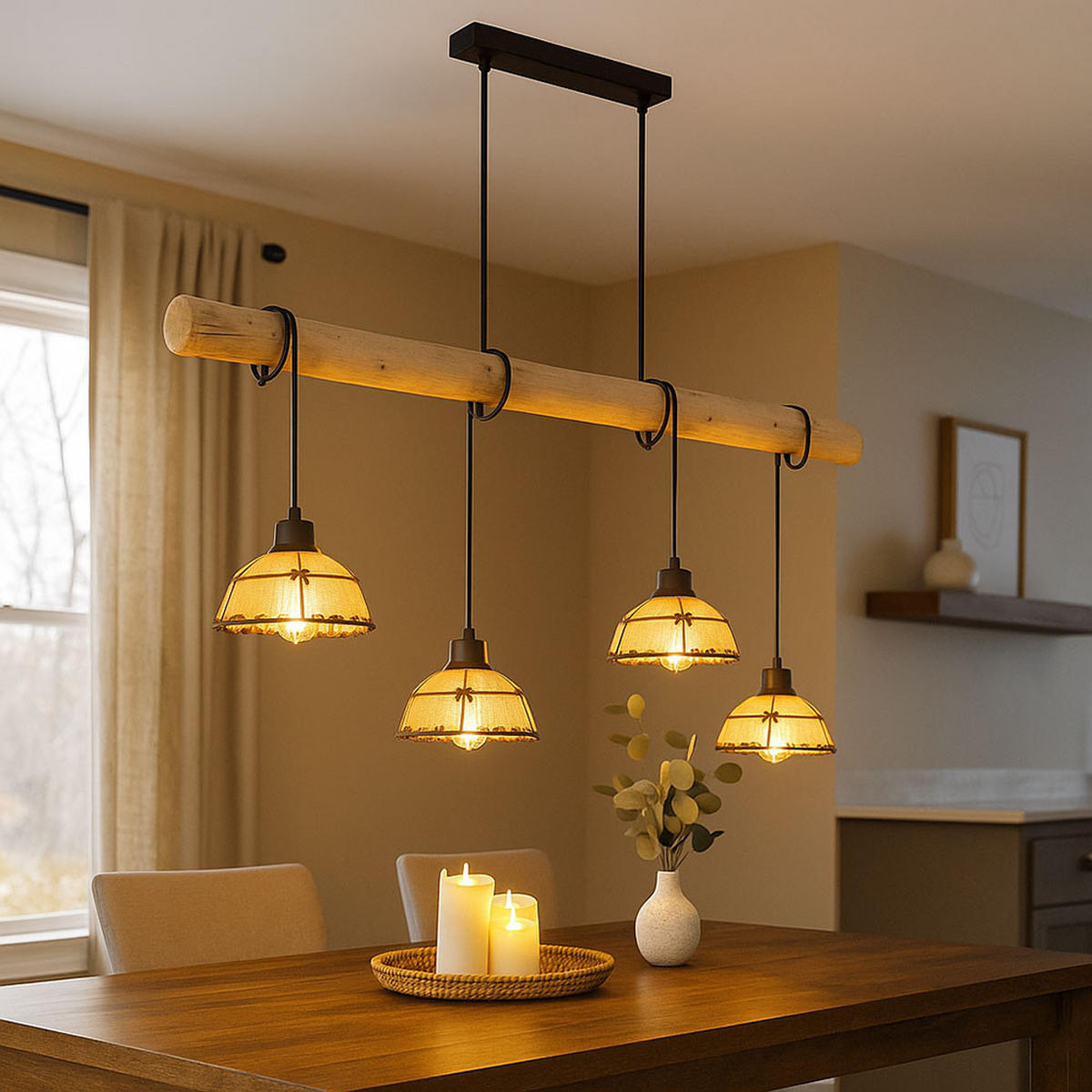 LED HÄNGELEUCHTE Textil Beige Hanfseil Schwarz - Beige, Metall (85/18/120cm) - Globo Lighting