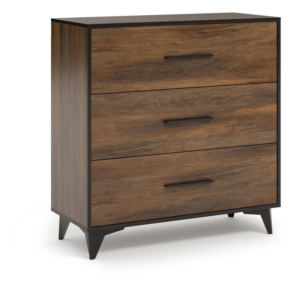 KOMMODE Felia mit 3 Schubladen - Walnussfarben/Schwarz, Holzwerkstoff (91/95/40cm) - Beautysofa