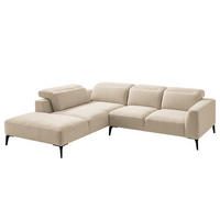 ECKSOFA mit Ottomane - Beige/Schwarz, Textil/Metall (263/238cm) - home24