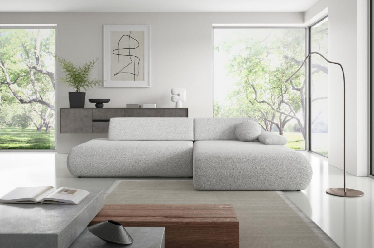ECKSOFA Hellgrau PENTI Ausziehbar Mit Bettkasten Rechts - Hellgrau/Grau, Textil (173.5/286cm) - Sepro Meble