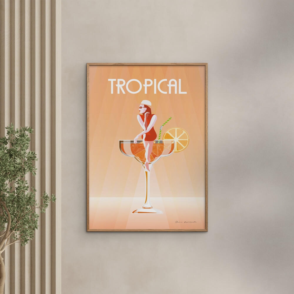 POSTER mit Rahmen Wild Apple - Tropical Drink - Eichefarben/Orange, Holz/Papier (70/100cm) - Poster&Frame
