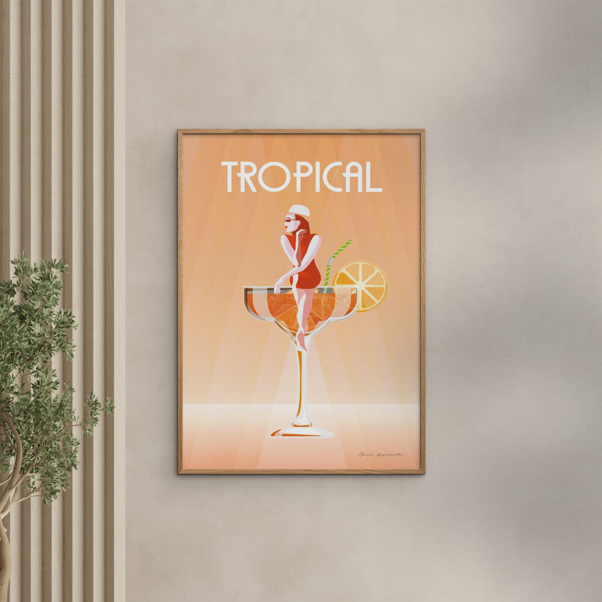 POSTER mit Rahmen Wild Apple - Tropical Drink - Eichefarben/Orange, Holz/Papier (70/100cm) - Poster&Frame
