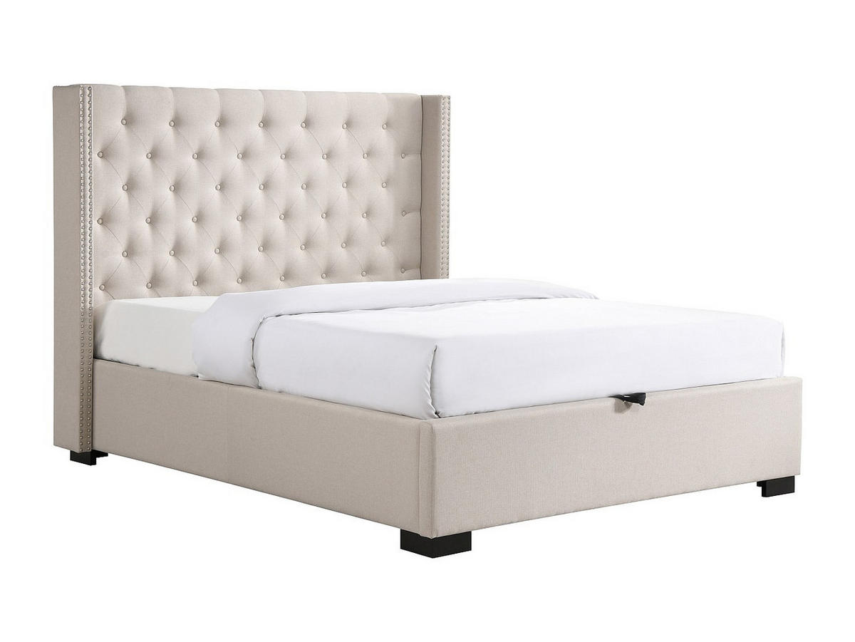 BETT mit Bettkasten - 2 Personen - Stoff - Beige - - Beige, Textil (160/200cm) - Vente-Unique