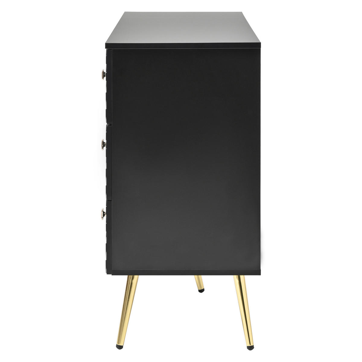 SIDEBOARD mit 6 Schubladen und goldenen Beinen, 120/40/80cm - Schwarz, Holzwerkstoff (120/80/40cm) - Urban Meuble