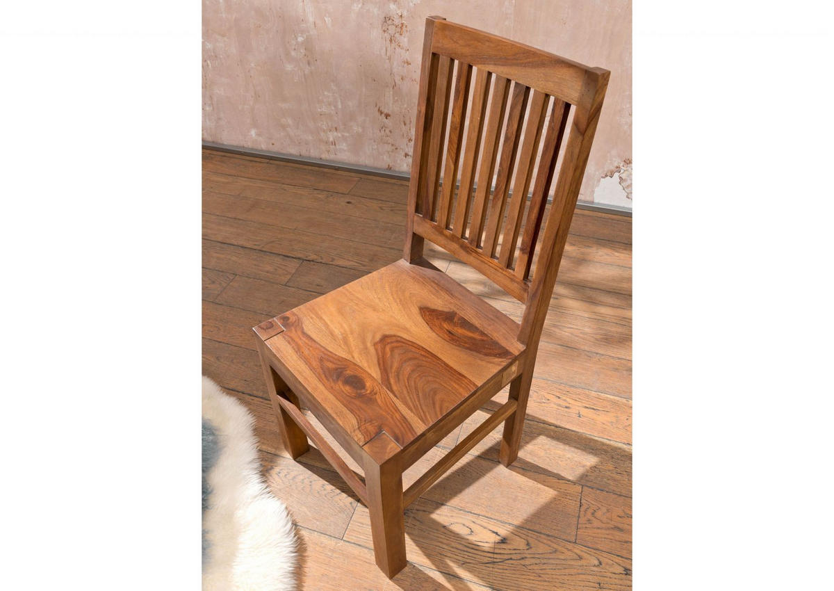 STUHL Sheesham 45x45x100 noble unique lackiert SYDNEY #132 - Braun, Holz (45/100/45cm) - Massivmoebel24