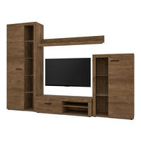WOHNWAND Spacoro Eiche, Lefkas 270/190/41 cm Wohnwand Modern ohne LED - Braun, Holzwerkstoff/Kunststoff (270/190/41cm) - AX Living