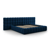 BETT mit Bettkasten und Doppelkopfteil Mamaia aus Samt königsblau 200x200cm - Blau, Textil (200/200cm) - Micadoni