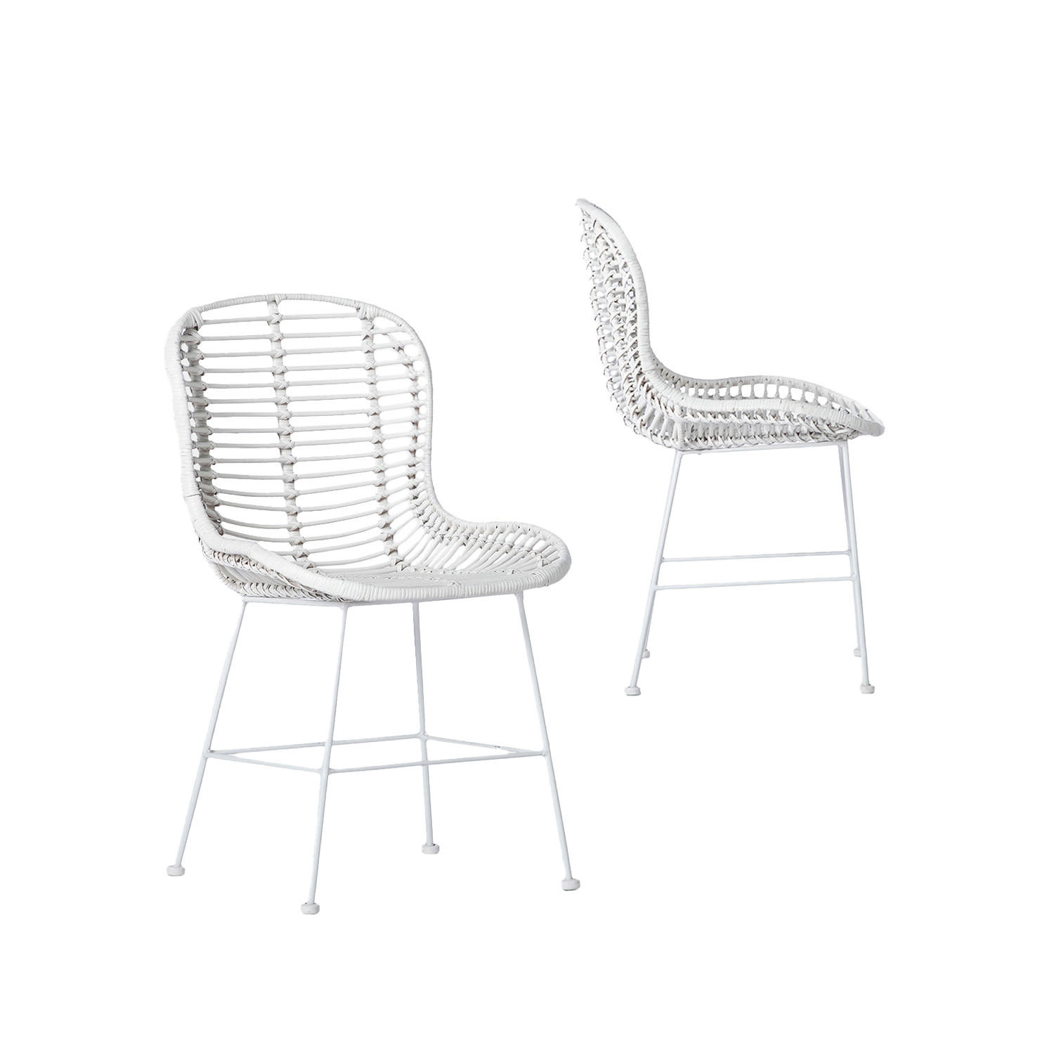 GARTENSTUHL Leo Weiß 47 cm x 86 cm 2er-Set - Weiß, Naturmaterialien (47/86/57cm) - Klast Home