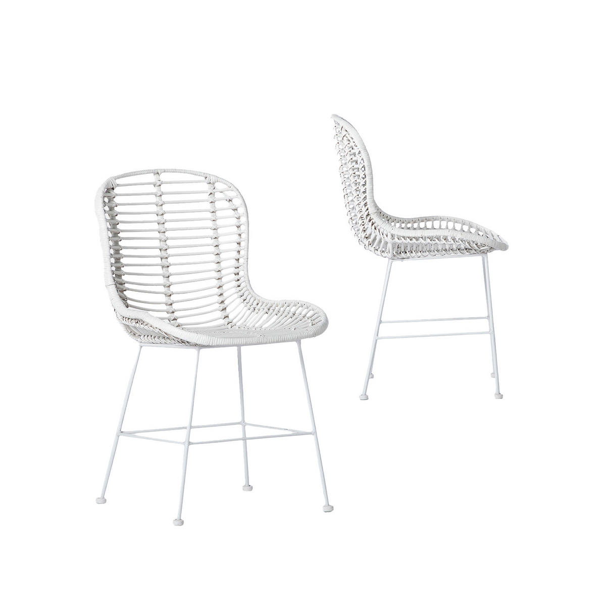 GARTENSTUHL Leo Weiß 47 cm x 86 cm 2er-Set - Weiß, Naturmaterialien (47/86/57cm) - Klast Home