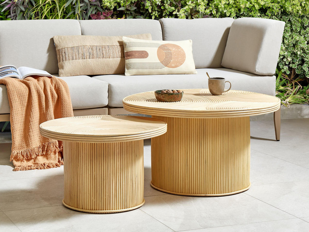 COUCHTISCH 2er Set Naturfarben Ilios - Naturfarben, Naturmaterialien (80/80/45cm) - Beliani