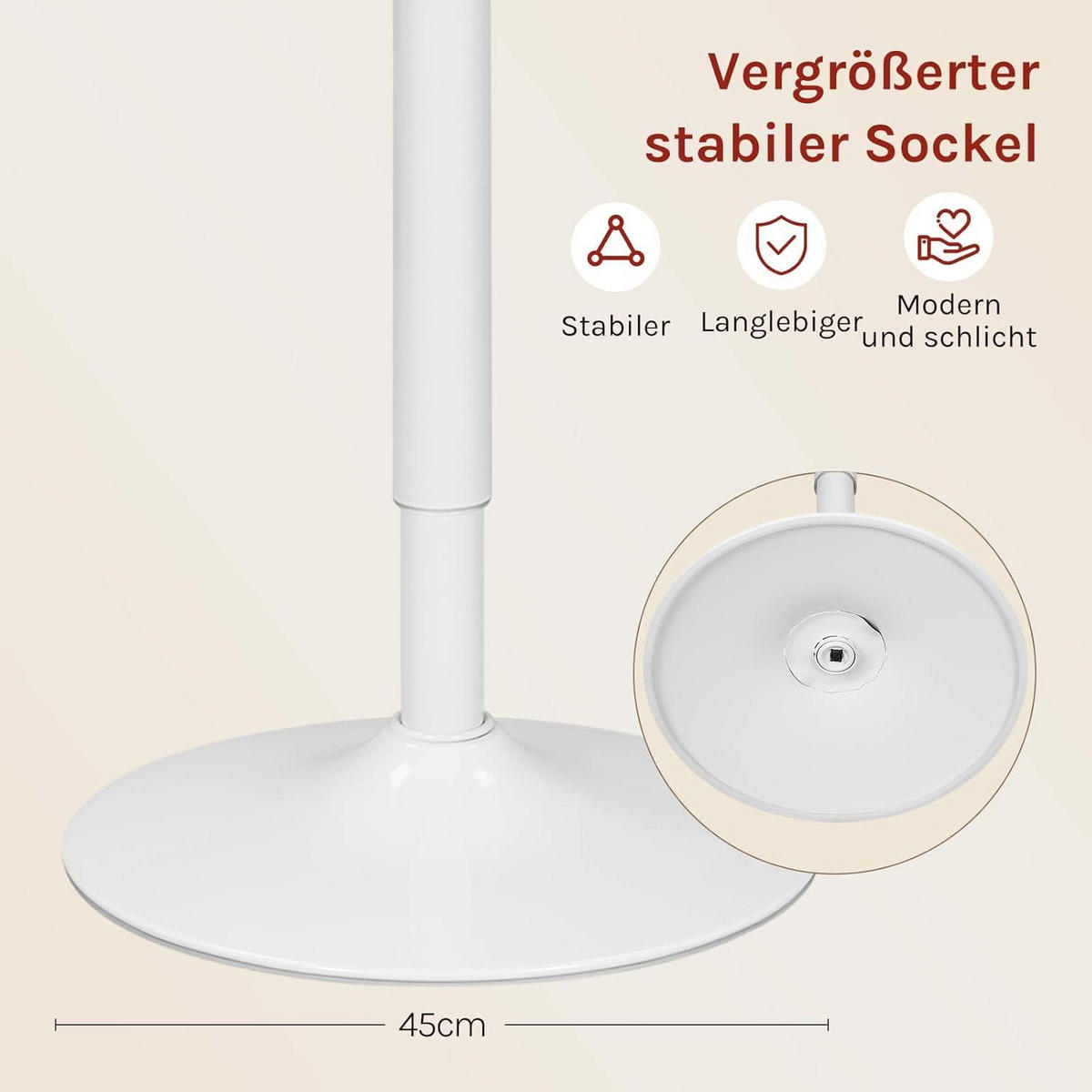 BARTISCH Stehtisch, Bistrotisch aus MDF Metall, 60x60x91cm - Hellbraun/Weiß, Holzwerkstoff/Metall (60/60/91cm) - Woltu