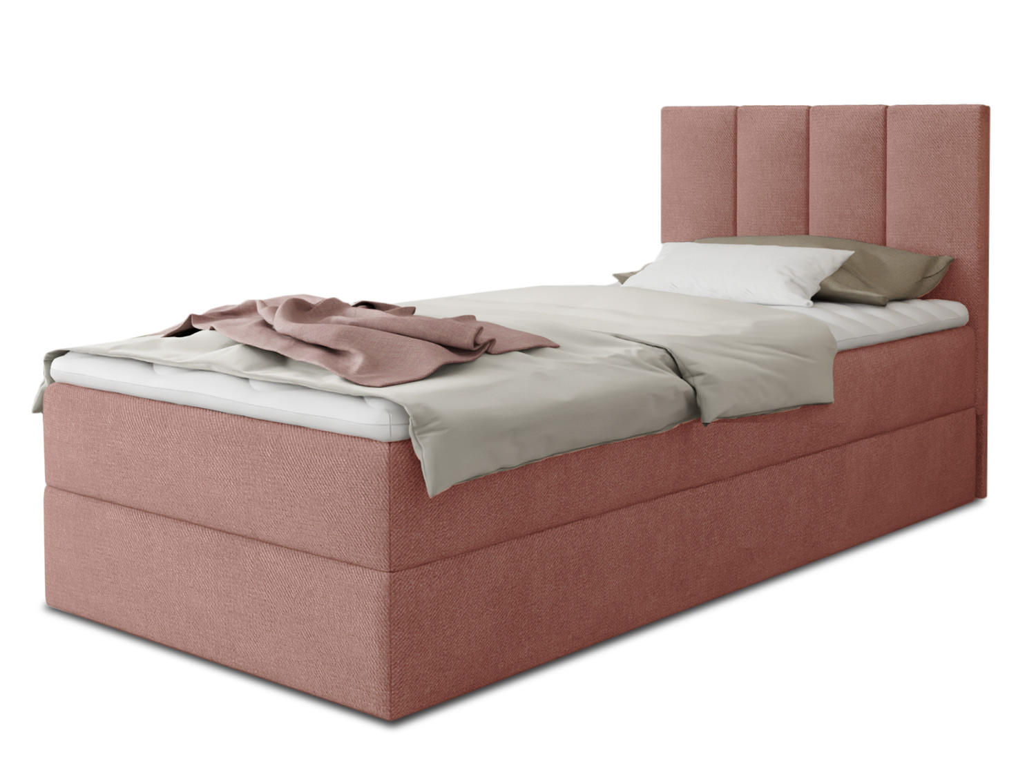 BOXBETT Star Mini - 100x200 - Pink (Kronos 29, Velvet) - Pink/Schwarz, Holz/Holzwerkstoff (100/200cm) - Sofnet