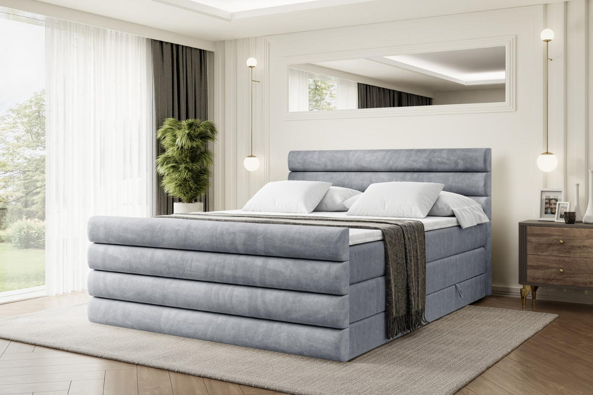 BOXSPRINGBETT CELESTIA-Z KING - 140x200 - H3/H4 - Grau - Grau, Holzwerkstoff (140/200cm) - ALTDECOR