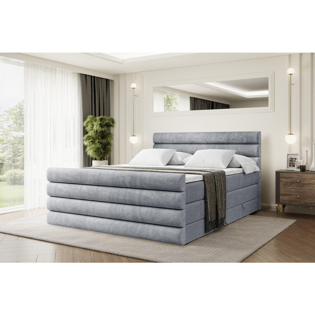 Thumbnail - Altdecor Boxspringbett, Grau, Holzwerkstoff, Höhe ca. 20 cm, 140x200 cm, Schlafzimmer, Betten, Boxspringbetten