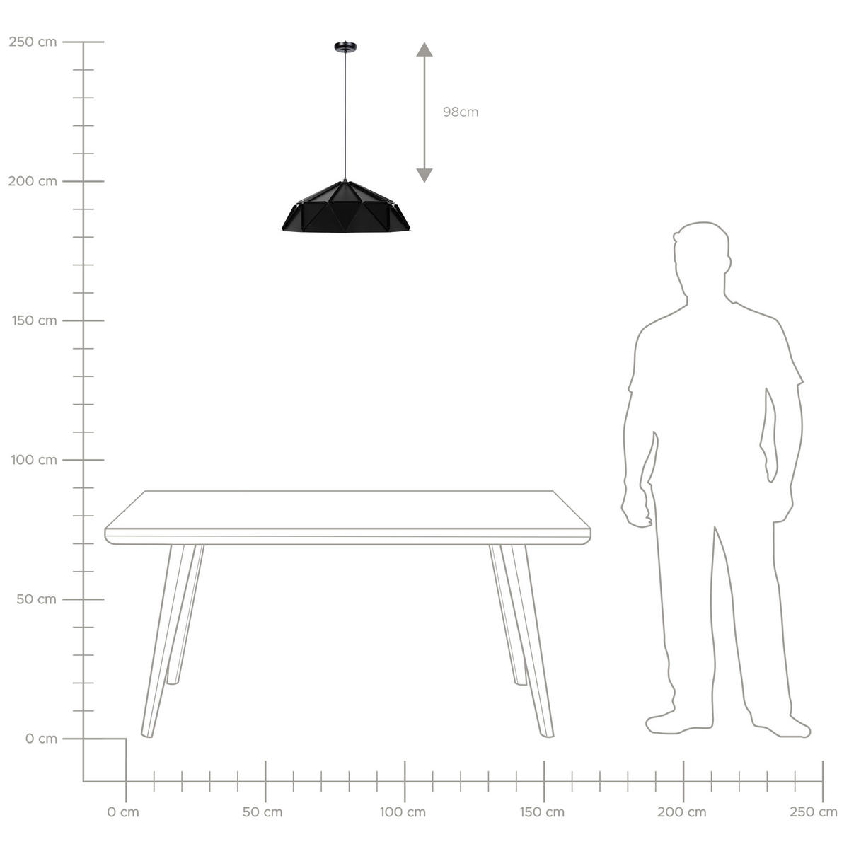 HÄNGELEUCHTE Senia 45/45/120 cm - Schwarz, Metall (45/45/120cm) - Beliani