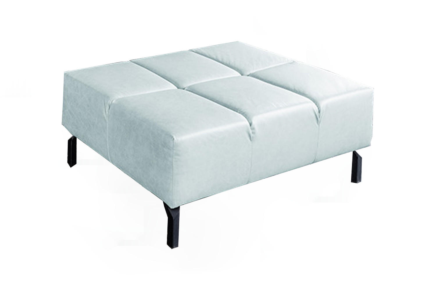 POLSTERHOCKER NELSON Hellblau Leder - Hellblau, Leder (107/43/71cm) - KAWOLA