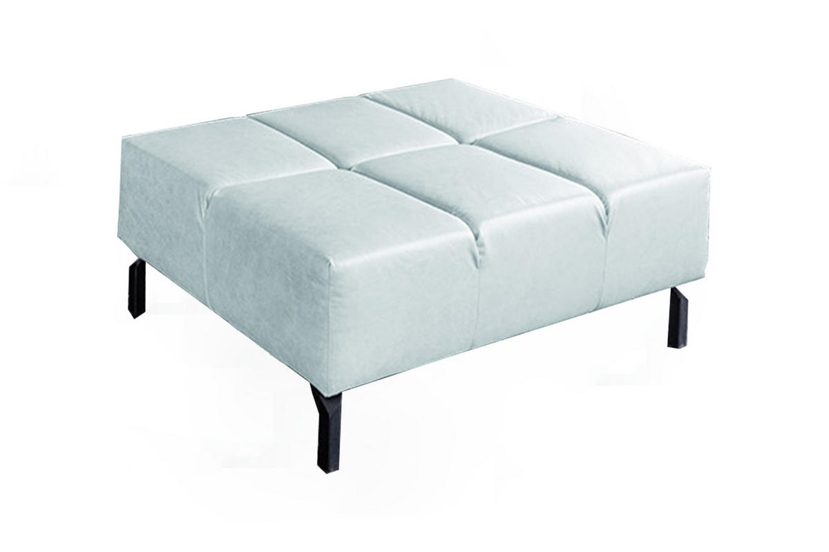 POLSTERHOCKER NELSON Hellblau Leder - Hellblau, Leder (107/43/71cm) - KAWOLA