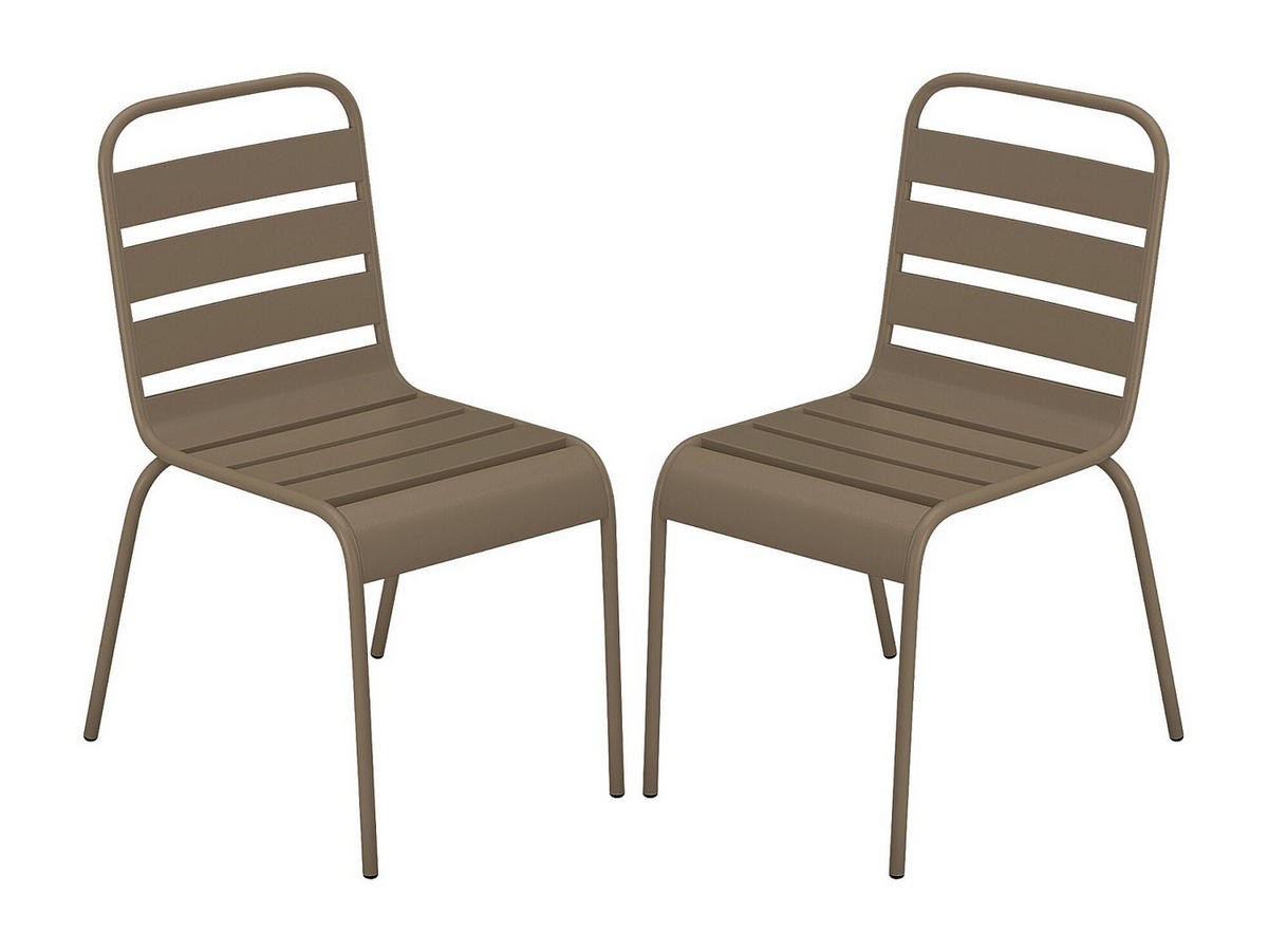 GARTENSTUHL - 47.5cm x 59cm - Stahl - taupe - MIRMANDE - Taupe, Metall (47.5/79/59cm) - Vente-Unique