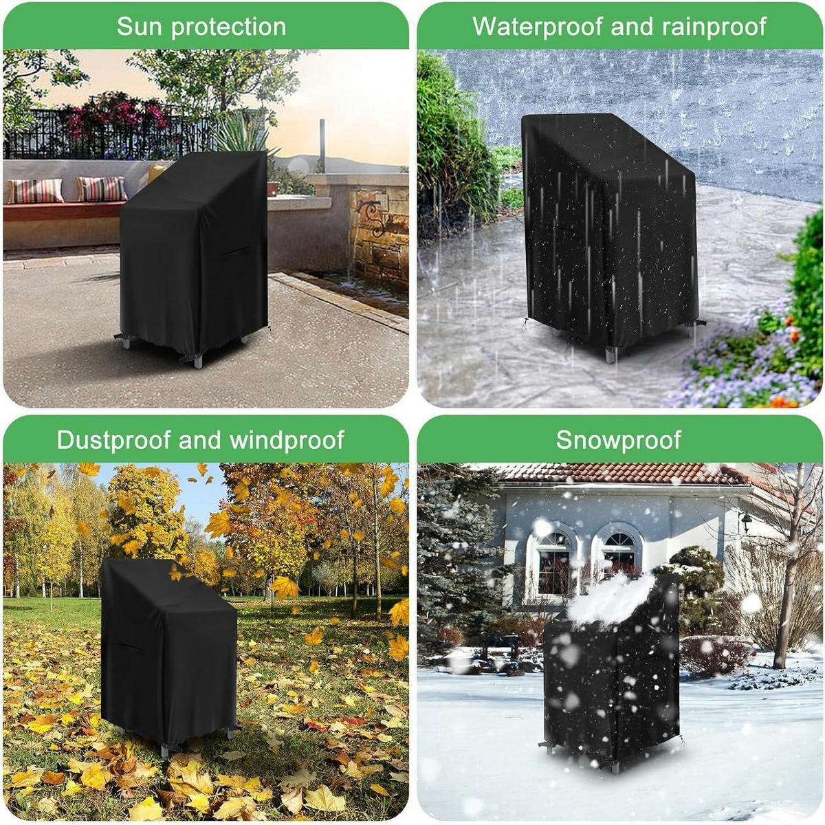 SCHUTZHÜLLE für Gartenstühle 2-teiliges Set 72 x 72 x 120 cm Schwarz - Schwarz, Textil (72/120/72cm)