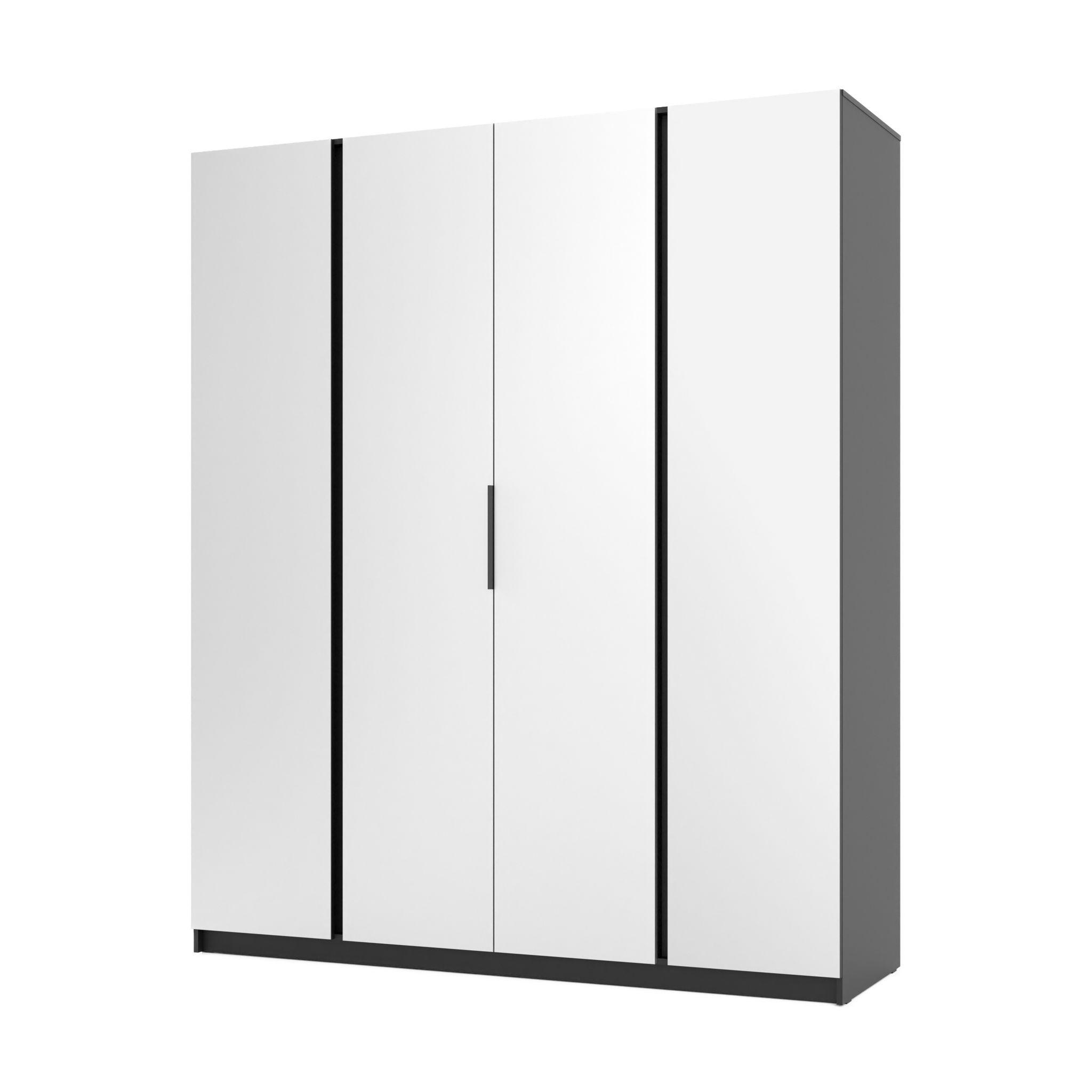 DREHTÜRENSCHRANK CAGLIARI 200/239/61,9cm 4-türig mit Spiegel Schwarz - Goldfarben/Schwarz, Holzwerkstoff (200/239/61.9cm) - MASSENO
