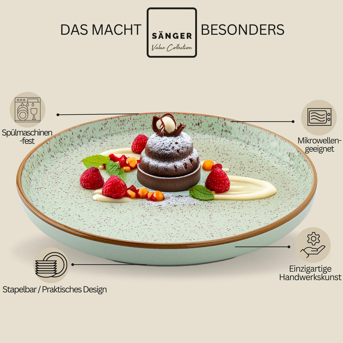 DESSERTTELLER SET RIO - 4 teilig aus Steingut - Multicolor, Keramik (13cm) - Sänger