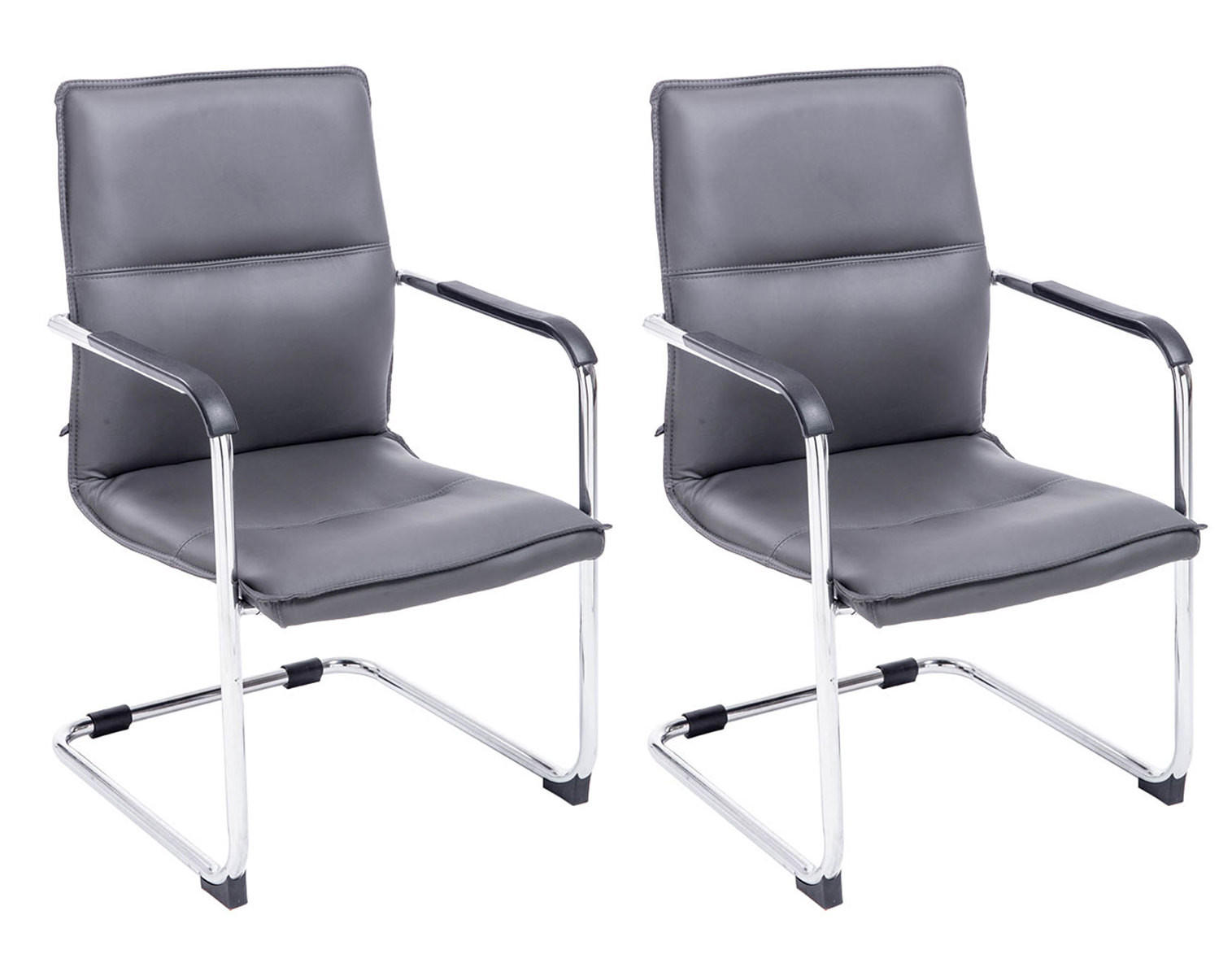 SCHWINGSTUHL 2er Set Lederlook grau - Grau, Textil/Metall (56/92/60cm) - CLP