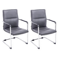 BESUCHERSTUHL 2er-Set SEATTLE 92x56x60 cm Grau Kunstleder - Grau, Leder/Metall (56/92/60cm) - DELUKE