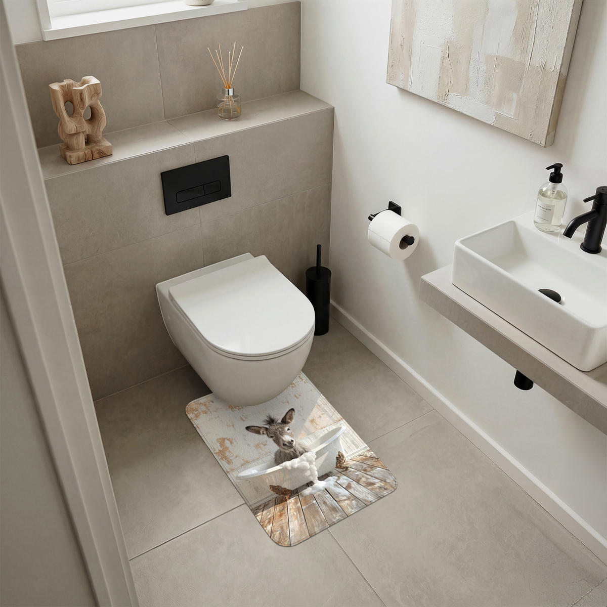 WC PŘEDLOŽKA Osel - Zvířata - Vana - Pěna 40x60 cm - krémová, textil/plast (40/1cm) - OnlyWow