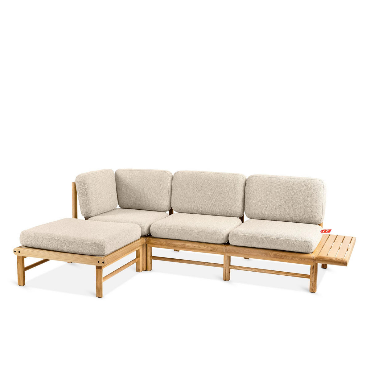 LOUNGESOFA ATREDA links - Creme, Holz/Textil (245/74/150cm) - KONSIMO®