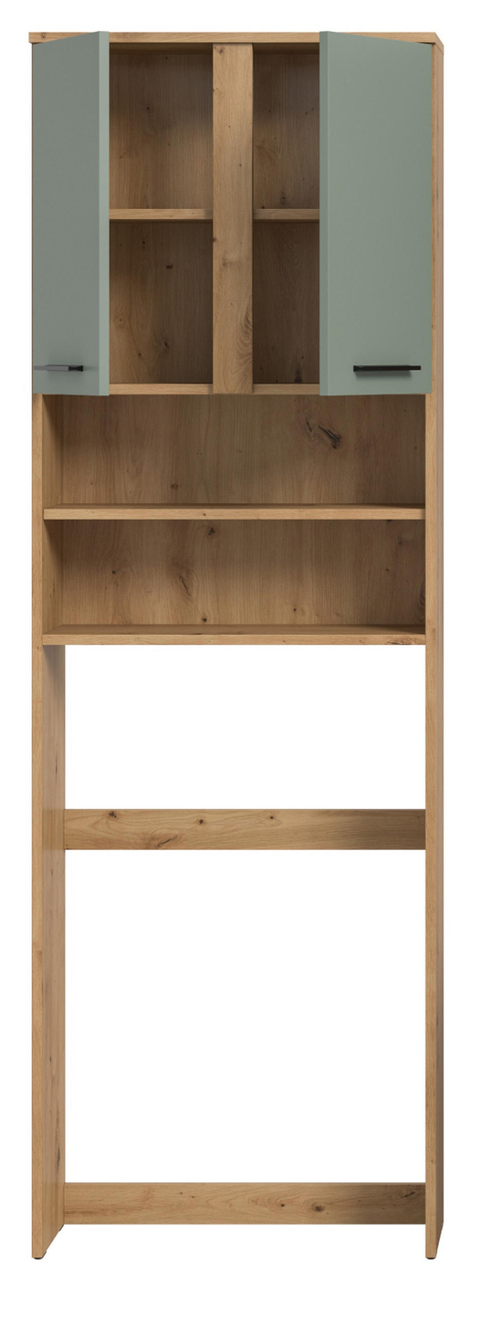 WASCHMASCHINENSCHRANK Salbei, Eiche Artisan, Waschmaschinen Überbau 63 x 191 cm - Salbeigrün/Schwarz, Holzwerkstoff/Kunststoff (63/191/25cm) - Inn.Furn