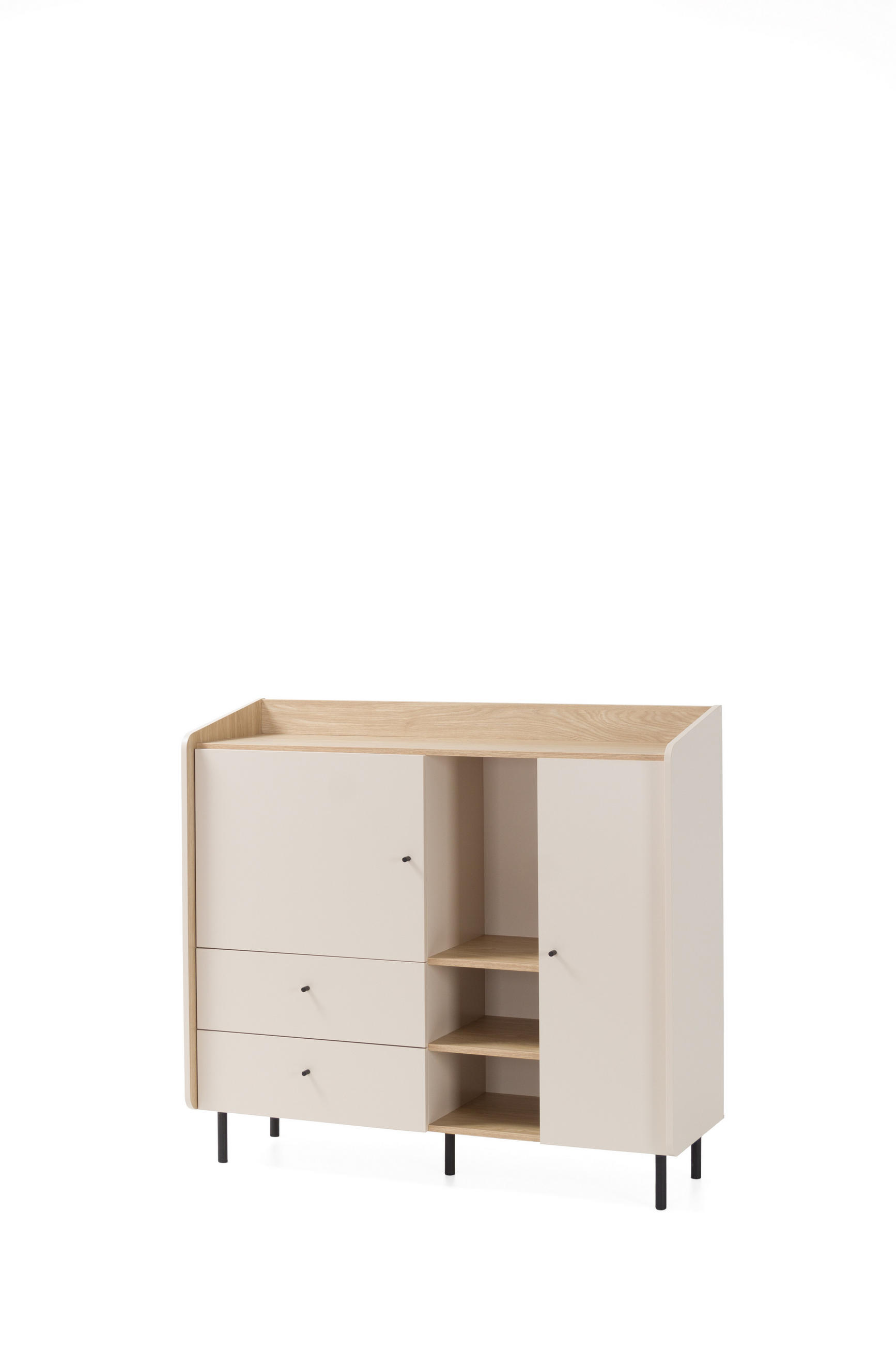 KOMMODE VETTA 125/115/42cm mit 2 Schubladen 2 Türen Beige - Beige, Holzwerkstoff (125/115/42cm) - MASSENO
