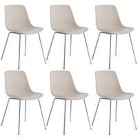 KUNSTSTOFFSTUHL 6er Set Mave 46 x 55 x 80 5 cm taupe/chrom - Taupe, Textil (46/80.5/55cm) - tectake