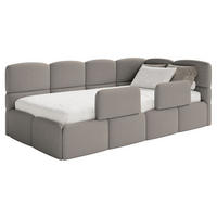 JUGENDBETT Cloudy rechts mit Rausfallschutz Bouclé Grau - Grau, Kunststoff/Textil (90/200cm) - Selsey