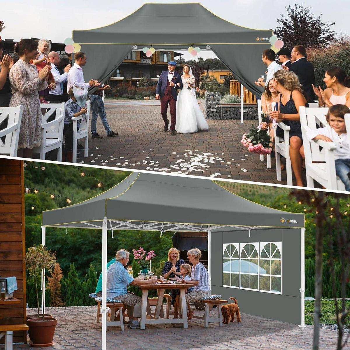 FALTPAVILLON 3x4,5m Grau Wasserdicht mit 4 Seitenteilen - Grau, Textil (300/343/450cm)