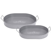 SERVIERTABLETT Botanical 2er-Set - Grau, Metall (30/6/41cm)