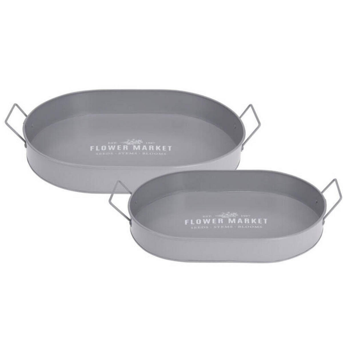 SERVIERTABLETT Botanical 2er-Set - Grau, Metall (30/6/41cm)