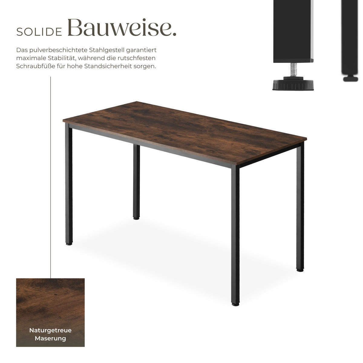 SCHREIBTISCH Vanport,120 x 60 x 75,5 cm,Industrial Holz dunkel, rustikal - Rostfarben, Holzwerkstoff (120/60/75.5cm) - tectake