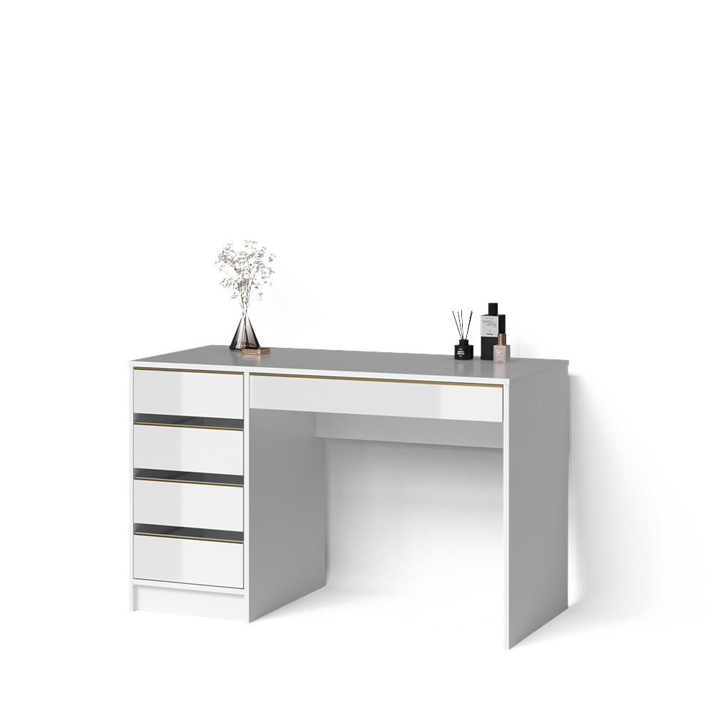 SCHMINKTISCH Imola Weiß/Gold ohne Spiegel - Goldfarben/Weiß, Holzwerkstoff (55/120/75cm) - Livinity®