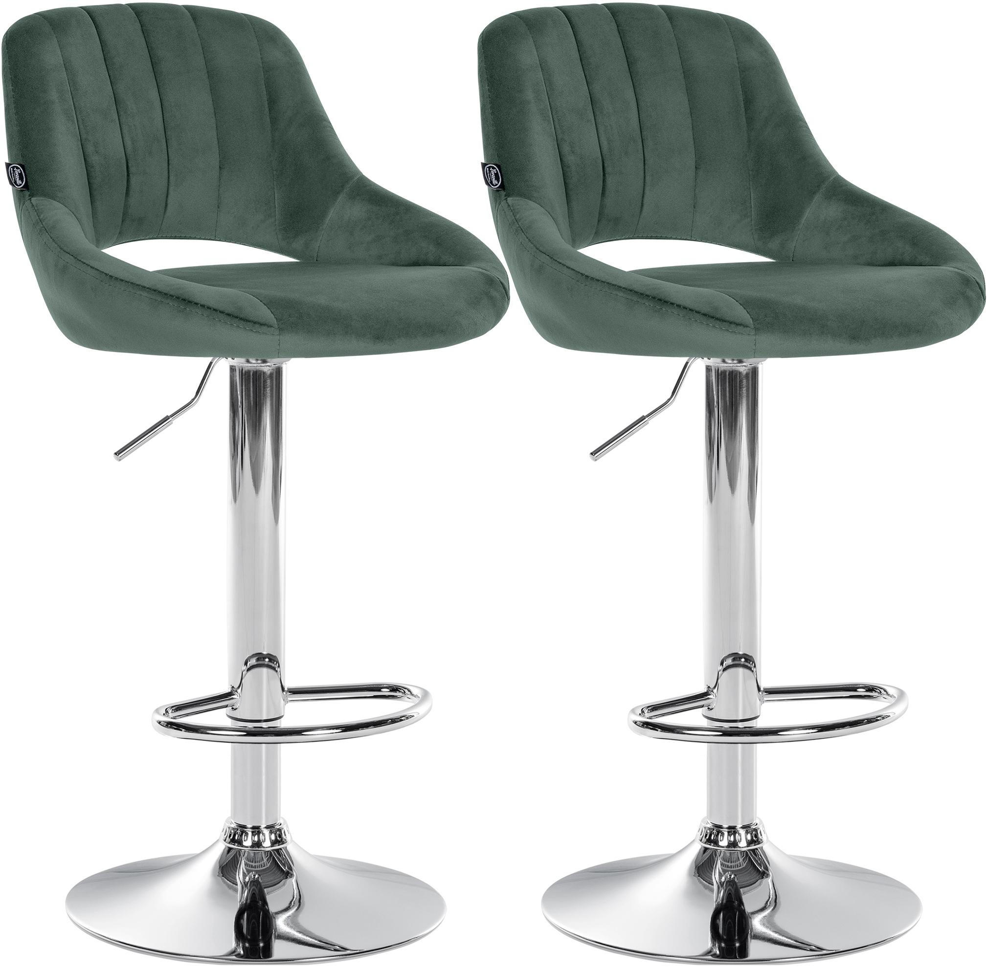 BARHOCKER 2 Samt Grün - Chromfarben/Grün, Textil (47/85/48cm) - CLP
